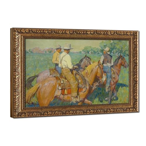 Toile Three Cowboys Maynard Dixon - Décoration Murale Western 61cm