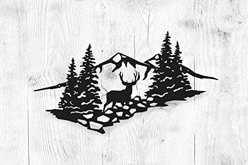 Big Game Steel High Country Muley Mountain Scene Laser Cut Metal Wall Art Sign For Home Cabin Garage Decor #TOP2