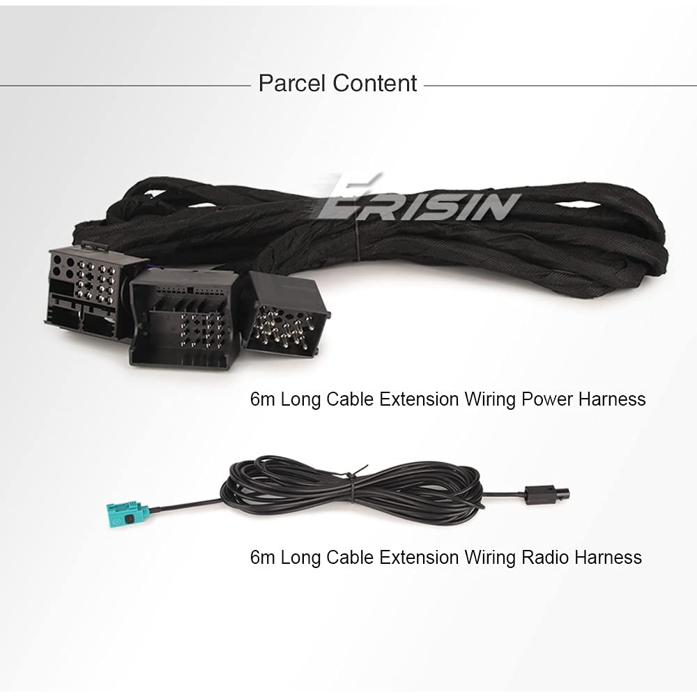 Erisin Cavo di prolunga per antenna radio e alimentazione da 6 m per autoradio BMW E46 Serie 3 Serie 5 E39 X5 E53 M3 M5, Spina di connessione: connettore Quadlock a 40 pin e connettore ISO a 17 pin