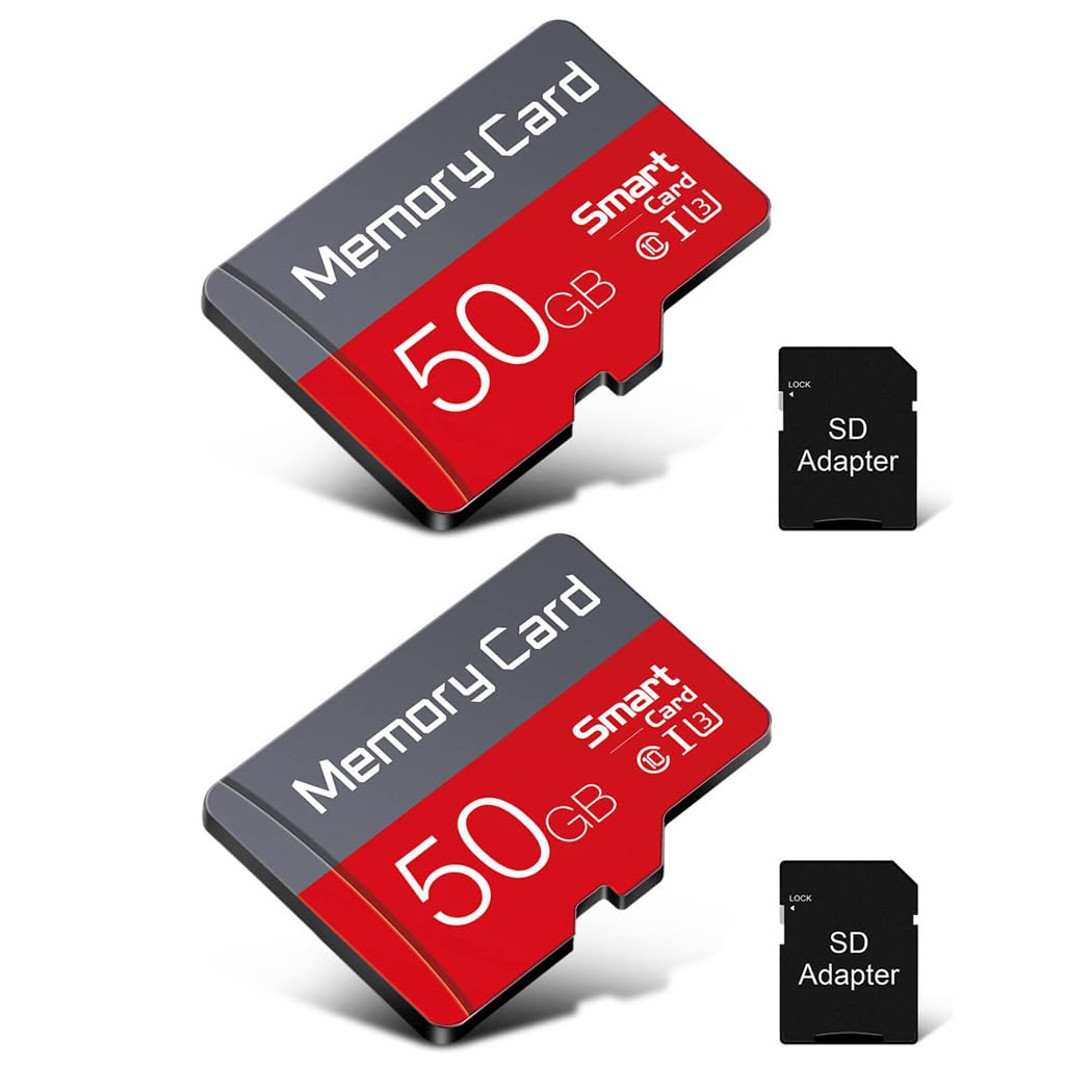 Paquete de 2 tarjetas TF de 50 GB con adaptador SD de ultra alta velocidad TF tarjeta de memoria