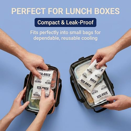 Image of ICE-BRIX Reusable Gel Ice Packs for Shipping, 5 x 2.75 x 0.75 in, 3 oz White (96 Pack) - Compact Cold Packs for GLP-1 Medication Mailers, Lunch Boxes, Small Coolers, Frozen Food & Perishables