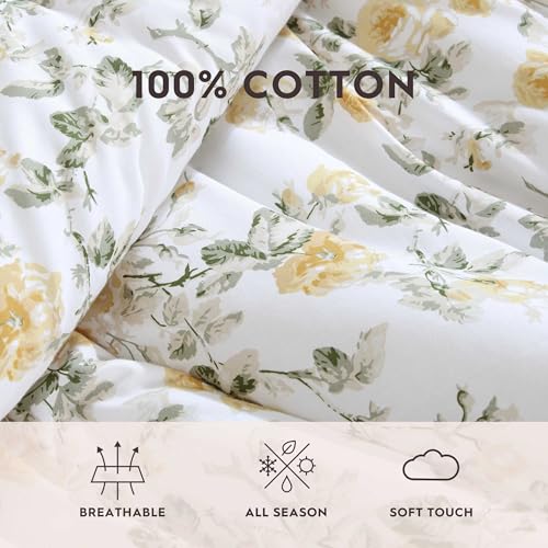 Image of Laura Ashley - Full /Queen Comforter Set, Premium Cotton Bedding with Matching Shams & Bonus Decorative Pillow, Floral Home Decor, Oeko-Tex Certified (Roses Gold, Full /Queen)