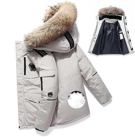 Men's Down Jacket Big Goose Autumn And Winter Thickened Coat Canada Style Warm Snow Coat (Color : White, Size : XL)