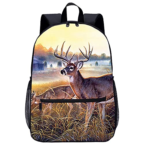 Sac à dos imprimé 3D cerf pour adolescents - Bagage scolaire 45x30x15cm