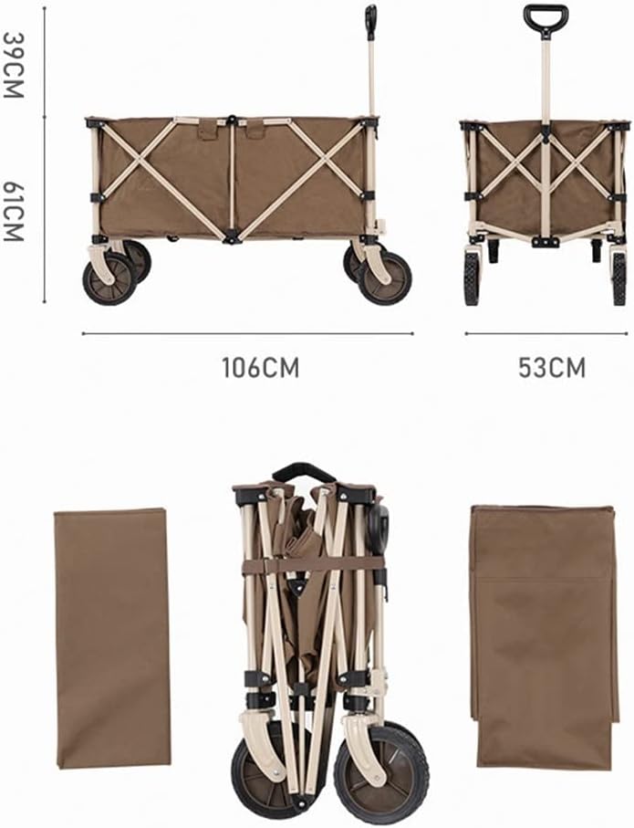 193L Outdoor Folding Cart Big Capacity Portable Luggage Trolley Adjustable Handle Travel Shopping Wheelbarrow Camp
