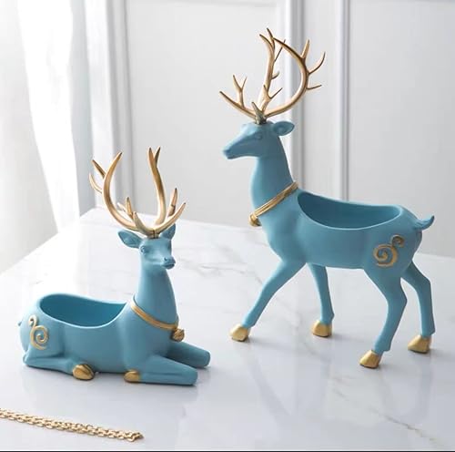 Miniatura 2 de JYYBN Estatuas para decoración del hogar, decoración de mesa de centro de mesa, estatua de ciervo sentado y de pie, adorno hecho a mano, sala de