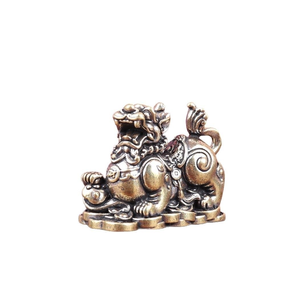 Huffa Treasurelion Brass Lion Ingot Vintage Home Decor Office Desktop Tea Pet Ornament Craft