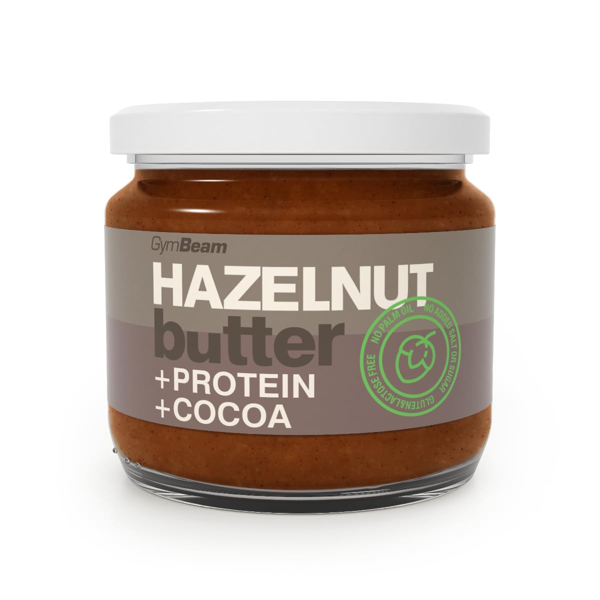 Mantequilla de avellanas GymBeam 100% (340 g), sin azúcar refinado, rica en proteínas y fibra, con avellanas tostadas puras a aislado de proteína de suero, sin lactosa, 8 x 340 g