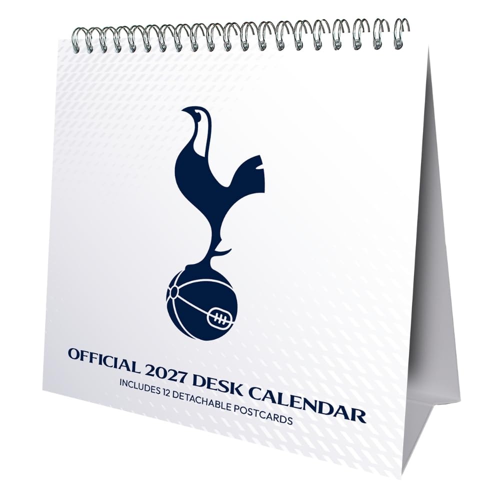 Tottenham Hotspur FC 2027 Desk Easel Calendar Official Licensed Football Club Calendar, Postcard-Style Pages, Iconic Spurs Imagery & Club Moments, Compact Desktop Display, Gift for Tottenham Fans