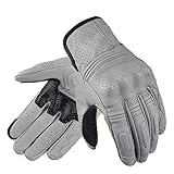 KANGYEBAIHUODIAN Nuevos Guantes de Moto Vintage Cafe Racer Retro Guantes de Motocross de Cuero Amarillo Pantalla táctil Moto Biker Guantes Moto (Color : ERG-06 Gray, Size : L)