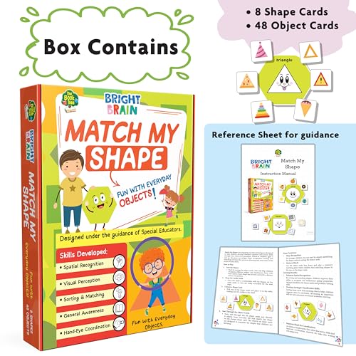 Image of Bright Brain Match My Shape | Shape Recognition & Sorting Matching Game for Kids Ages 3+ | Everyday Objects Learning Toy | Birthday Gift for Boys & Girls | Develops Cognitive & Motor Skills