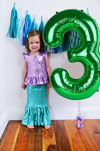 Image of Number 3 Balloon Birthday Decorations, 40In Dark Green Balloons for Party | Eye-catching Appearance, Perfect Decorative Centerpieces, Convenient Self-sealing Structure, Widely for Various Occasions