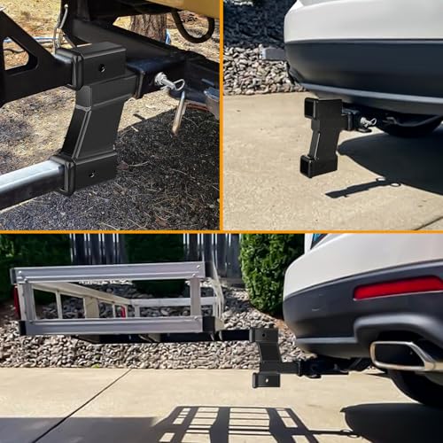 Image of Nilight Trailer Dual Hitch Extender for 2 Inch Receiver with 2 inch 6 inch Rise or Drop with Bolt Nut Clip 10,000 lbs Capacity Adjustable Extend 8 inch 10 inch Length Matte Black Powder Coated