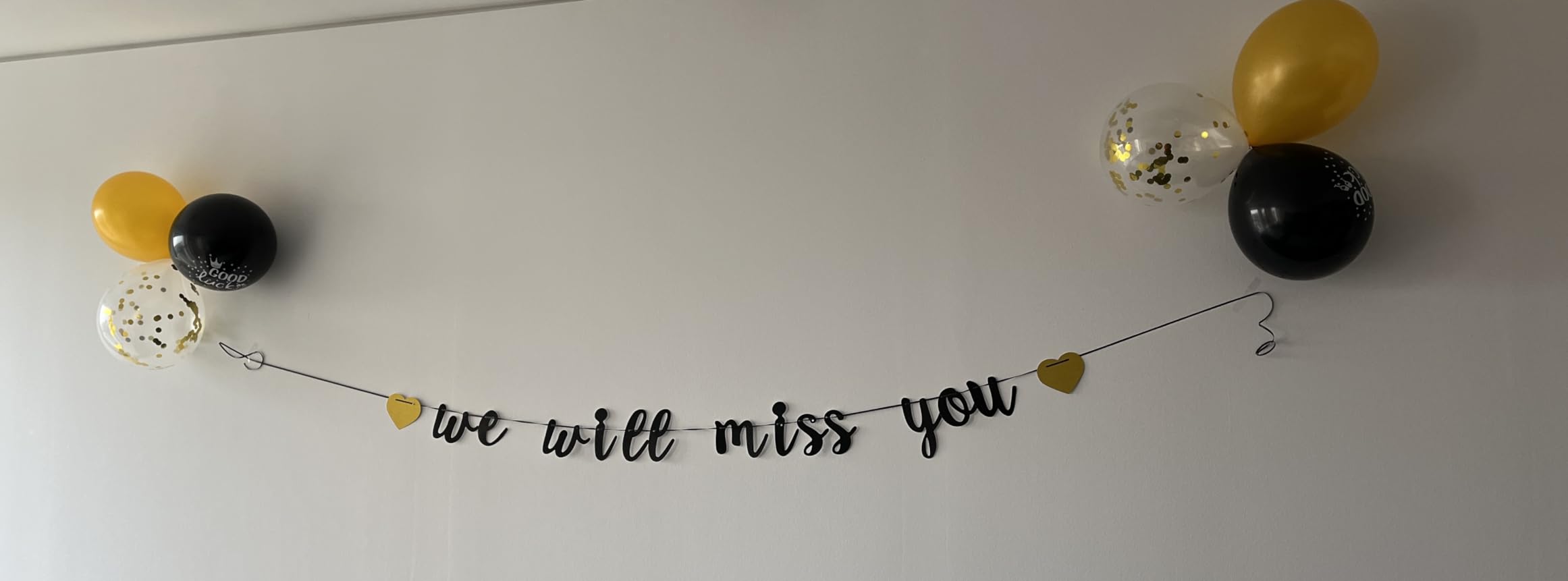 "We Will Miss You" Fotohintergrund – 240x180 Cm, Lila/gold Mit Glitzer, Für Abschiedsfeiern & Partys