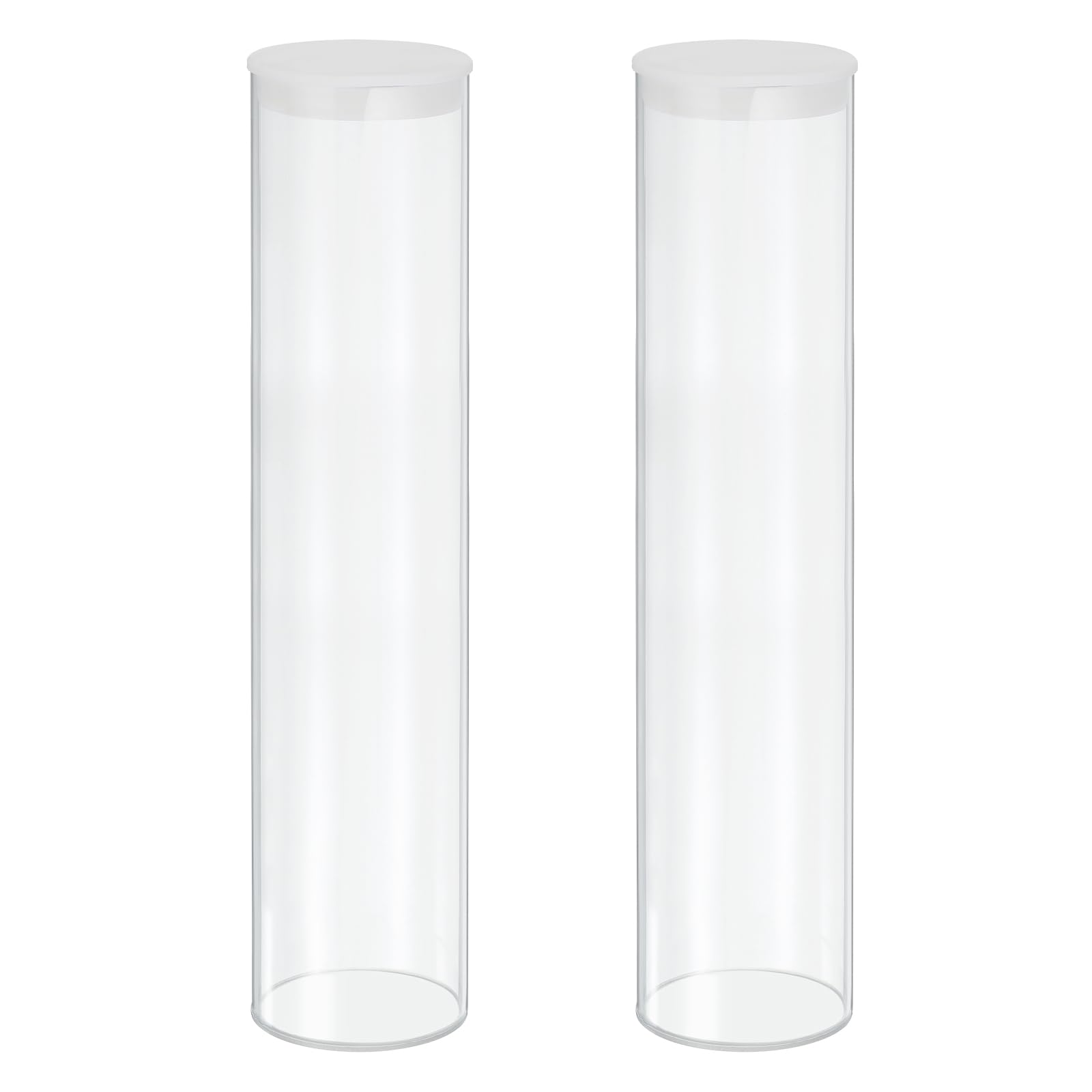 MECCANIXITY Transparent Plastic Storage Tubes, 2 15/16" x 14"(75x350mm) Polycarbonate Clear Rigid Round Storage Tubing with Black Lid, 2 Set