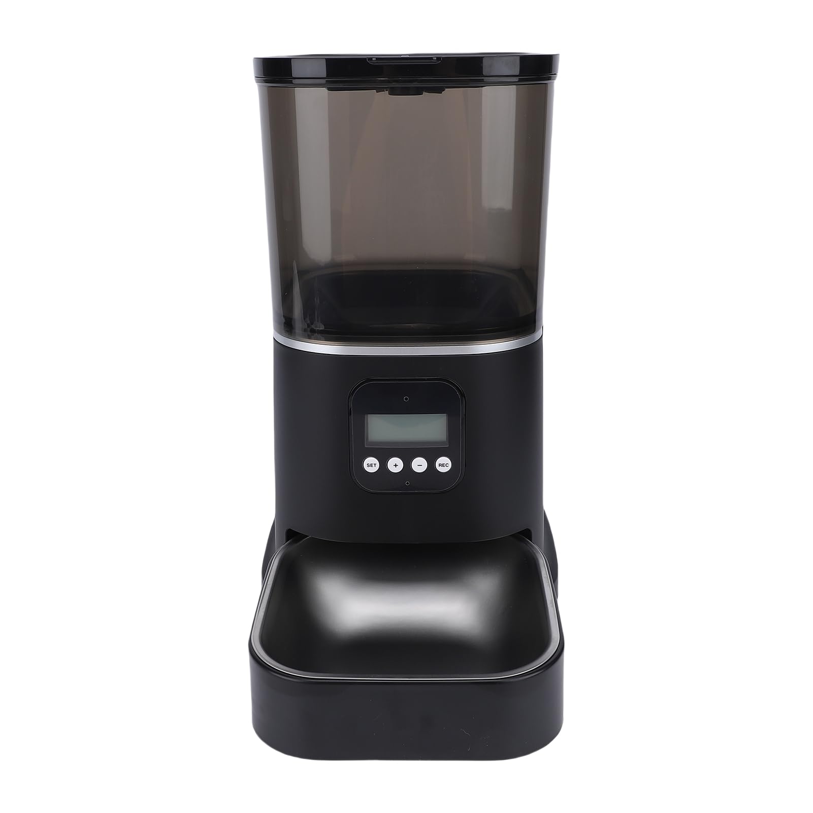 Comedero Automático para Gatos con Doble Fuente de Alimentación, Dispensador de Comida para Mascotas con Control LCD de Acero Inoxidable para Gatos de Interior, Fácil Limpieza,
