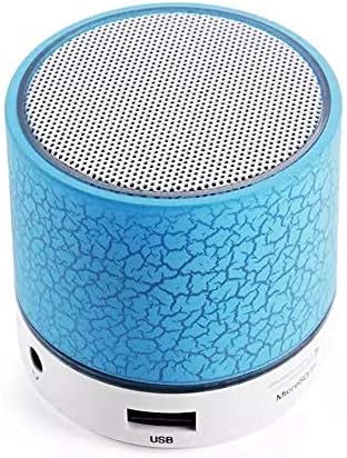 ISMMIK Mini Wireless Bluetooth Speaker Cracked Layer USB/TF Card/FM Music Sound Box Subwoofer with Colorful Light Portable LED Light Super Bass Stereo Light Blue