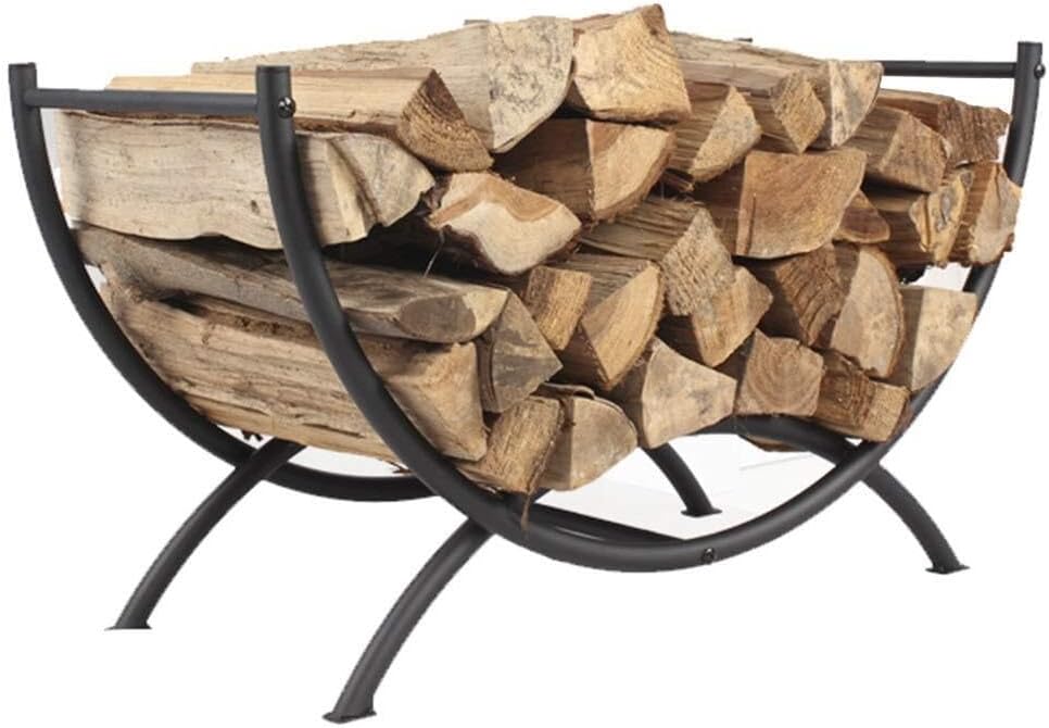 Fireplace Log Holder & Firewood Rack, Wrought Iron Wood Stacking Carrier, Decorative Metal Storage for Fireplace, Fire Pit,