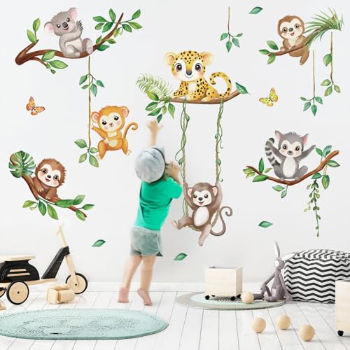 Vinilos decorativos de animales de la selva para pared miniatura 1