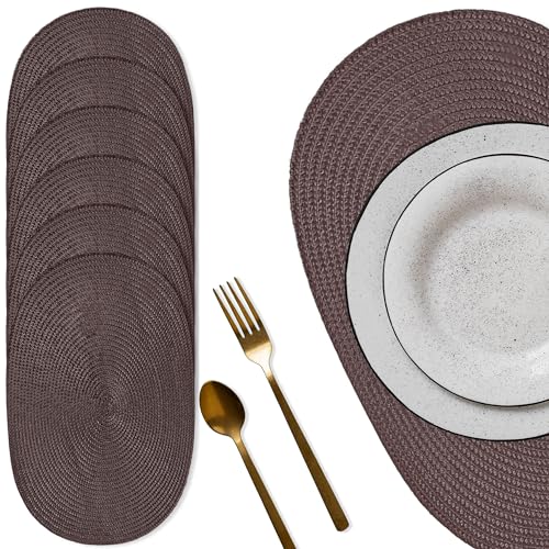 HOMEYA - Salvamanteles Individuales Juego de 6, Mantel Individual Ovalado Trenzado, 30x45cm, Lavables para Cocina y Comedor 6 Unidades.