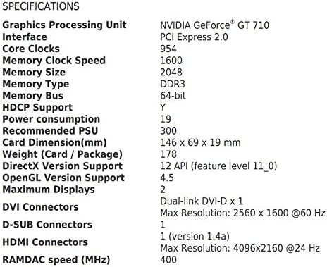 Msi GeForce GT710 2GD3H LP Scheda Grafica, 2 GB GDDR3, PCI Express 2.0, HDMI + DL-DVI-D, Nero Msi GeForce GT710 2GD3H LP Scheda Grafica, 2 GB GDDR3, PCI Express 2.0, HDMI + DL-DVI-D, Nero
