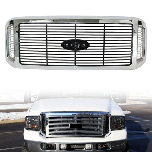 Image of Front Grille Chrome Shell Assembly Fit for Ford 2006-2007 F-250 F-350 F-450 F-550 Super Duty Replaces FO1200459