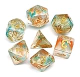 HD Dice DND Polyhedral Dice RPG Dice for Dungeons and Dragons,Pathfinder,MTG,D&D,Role Playing Game Orange Green Transparent Dice with Color Changing Glitter