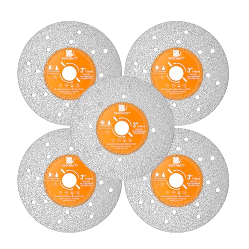 Tile Cutter Diamond Saw Blade - 3 inch Glass Cutter Disc (5pcs), Granite Cutting Disc, Diamond Grinder Wheel for Rock Slab, Porcelain Ceramic Glass Marble Glass Diamond Cutting Discs