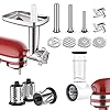 Meat Grinder&Slicer Shredder Attachment for KitchenAid Stand Mixer, For KitchenAid Mixer Accessories Includes Metal Meat Grinder with Sausage Stuffer Tubesand and Slicer Shredder Set by Gvode