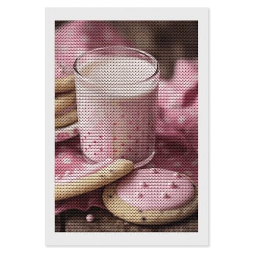 Kit de peinture diamant 5D décoration murale adultes broderie diamant strass lait chaud biscuits