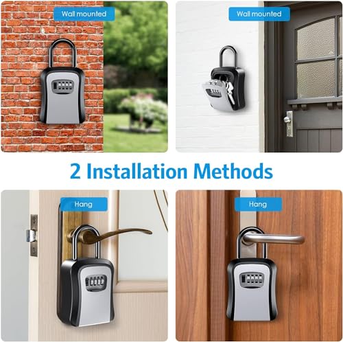 Image of Heavy-Duty Combination Key Lock Box for Secure Key Storage by HEBEZON - Wall Mounted, Weather-Resistant
