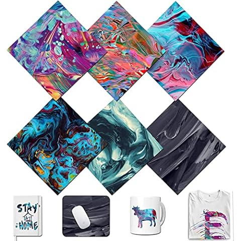 Mabende Heat Transfer Ink Sheets Vinyl 6 Pcs 12 x 10 Inch,Tie Dye Permanent Adhesive Craft Vinyl,Infusible Heat Transfer Paper for DIY T-Shirts, Bags, Mugs(Watercolor) Cover