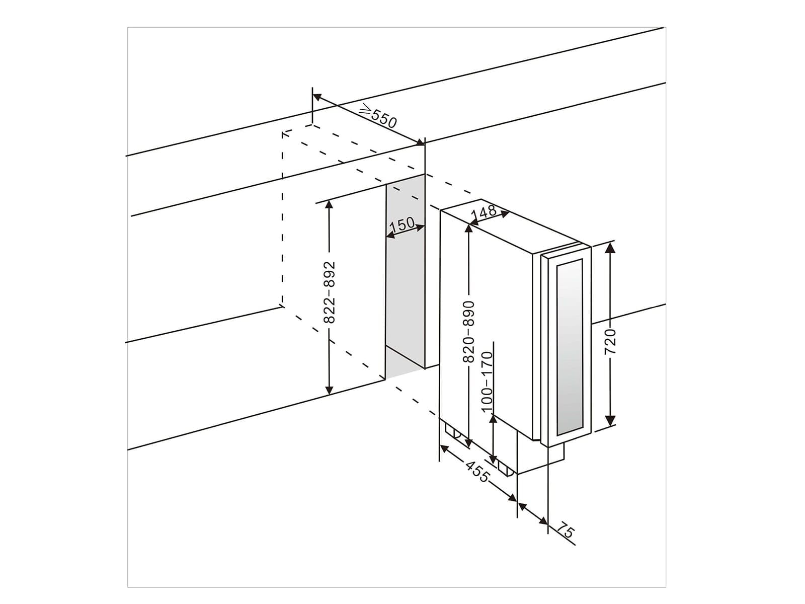 HÄFELE Assedo RUW12GB82d15a Stand-/Unterbau-Weinkühlschrank