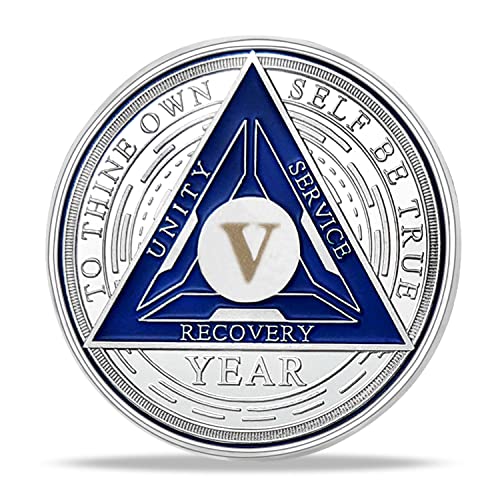 Image of Imasoner 5 Year Sobriety Coin AA Medallion Anniversary Chip Alcoholics Anonymous Recovery Token Gift for Men & Women