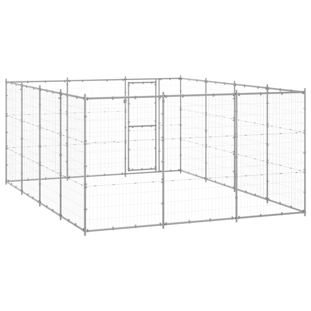 vidaXL Chenil Extérieur Acier Galvanisé 14,52 m² Enclos Niche Cage pour Chiens
