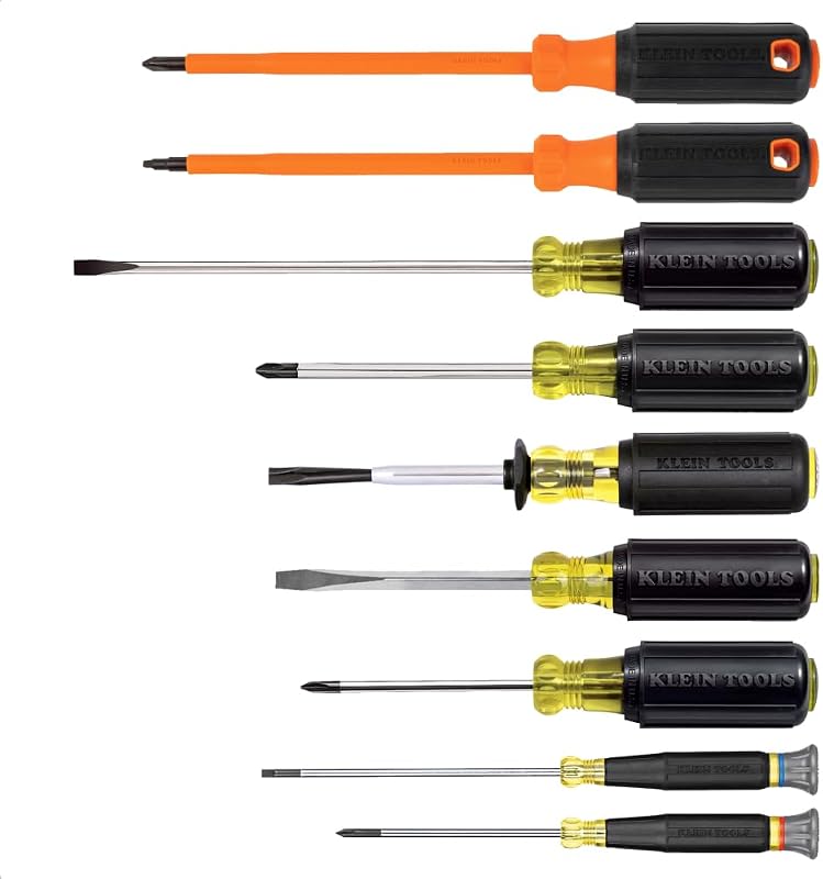 85850 9-Piece Electrician Tool Set with (3) Phillips, (3) Slotted, (1) Screw-Holding Driver, (2) Insulated Drivers - Phillips and Square, Cushion-Grip Handle