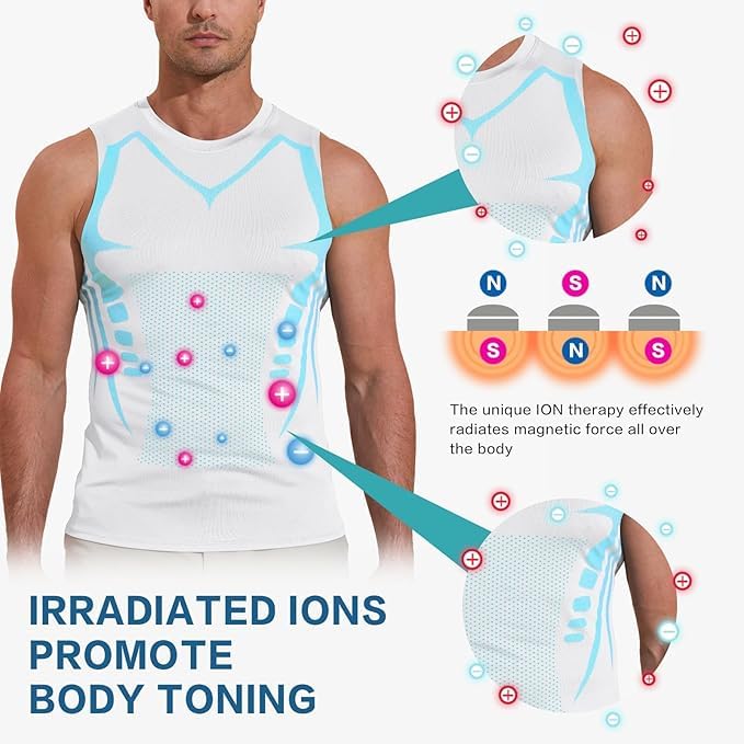 Chaleco de compresión para hombre, chaleco moldeador iónico, sin mangas, adelgazante, moldeador elástico