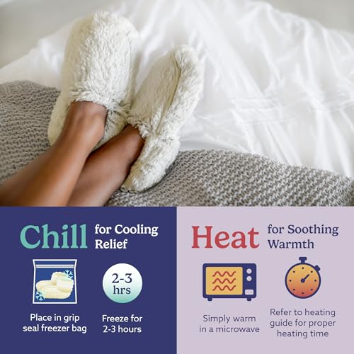 Image of warmies Microwaveable House Slippers for Women - Plush, Soft & Fuzzy Indoor Slippers with Backs & Non-Slip Memory Foam Soles - Cozy Warm Ladies Slipper