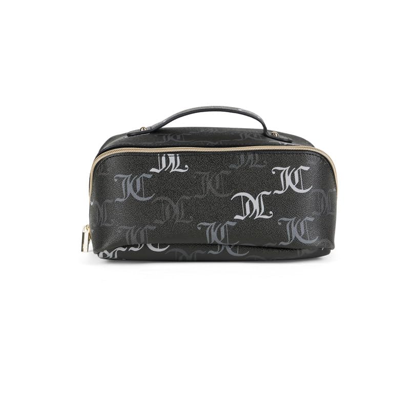 juicy couture Women's Travel Toiletry Case Monoglam | Black & Silver Makeup Pouch with Zipper & Handle | Organizer Bag with Spacious Interior | Cosmetic Vanity Box-picture-20