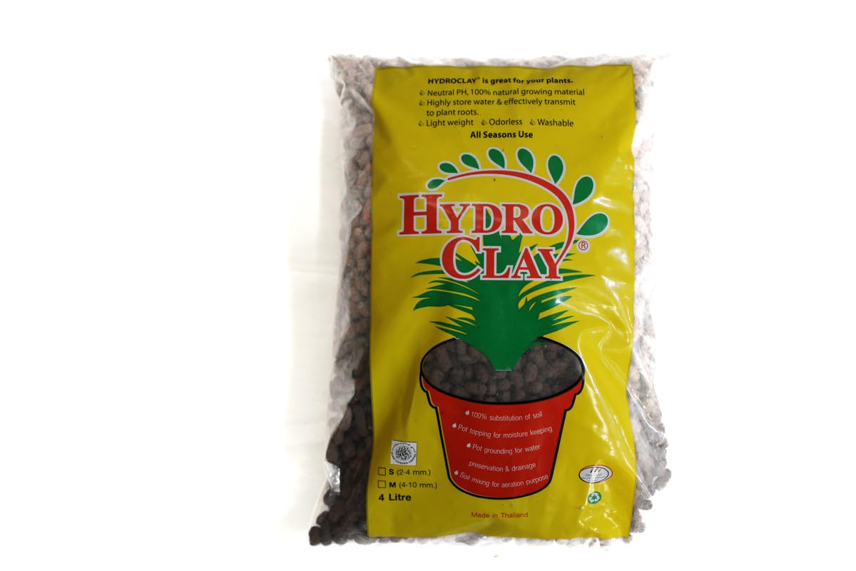 Dubai Garden Centre Hydro Stone Clay Pebbles - Enhance Soil Moisture And Aeration For Indoor & Outdoor Plants, Neutral Ph, 4L Brown