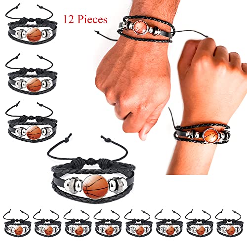 Basketball Bracelets For Team 12-Pack - Ideal Bulk Friendship Bracelets Adjustable Charm Bracelet Cord, Metal Accents, One Size #TOP1