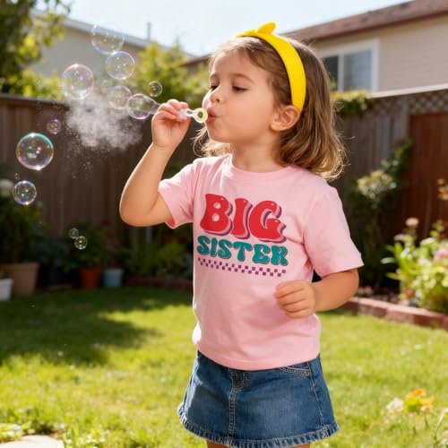 Image of Big Sister Shirt for Girls Toddler Kids Pregnancy Announcement Promoted to Big Sis T-Shirt Summer Short Sleeve Top