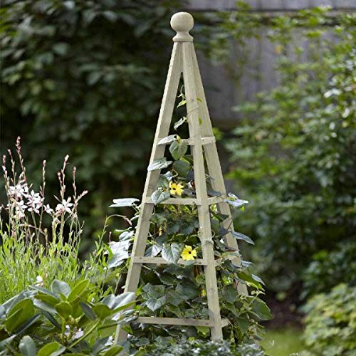Garden Mile® Großer Garten-Obelisken-Bogen – 1,9 m robuster Holz-Pflanzkäfig – freistehende Pyramidenstruktur für Rosen, Kletterpflanzen, Outdoor-Dekoration, Gartengeschenke und Tomatenkäfig