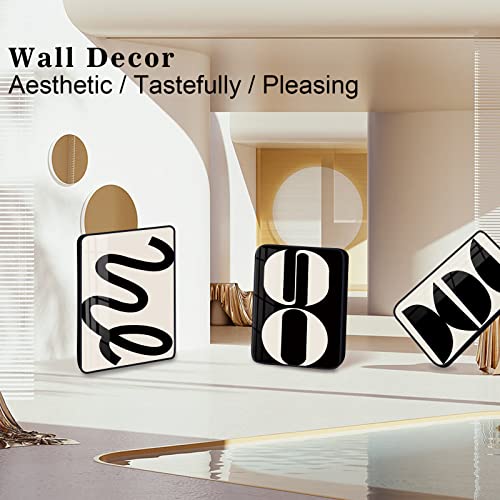 Serimino Framed Wall Art For Living Room Black Minimalist Geometry Lines Abstract Shapes Beige Picture Wall Decor Modern Nordic Artwork For Bedroom Bathroom Prints Paintings For Home Decorations #TOP1