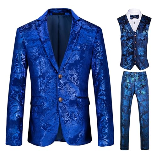 Ensemble de costume de smoking à fleurs pour hommes veste ajustée et pantalon de gala