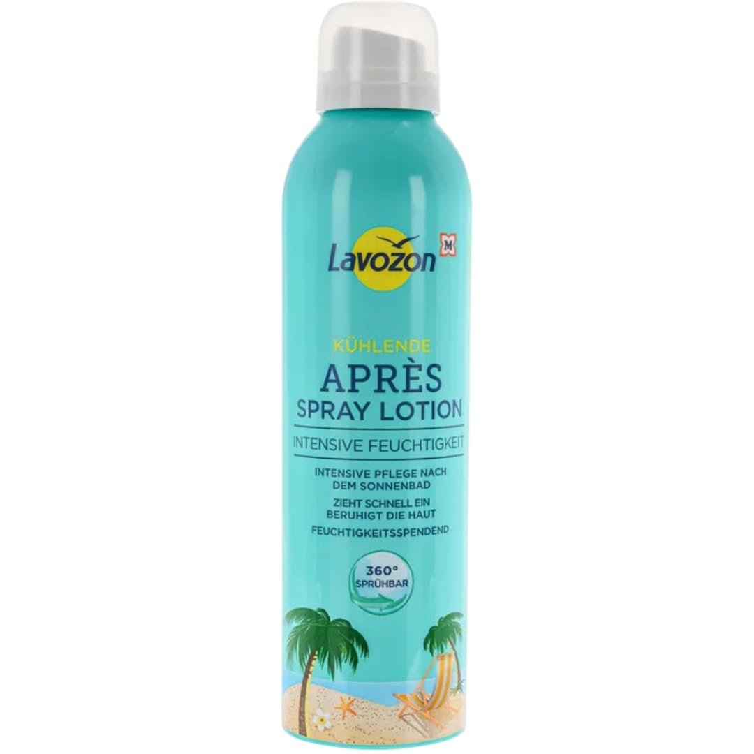 LAVVOZON After-Sun Kühlende Apres Spray Lotion, mit Aloe Vera, Panthenol und Allantoin, 200ml, 4 Er