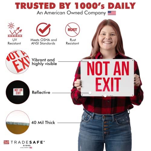 Tradesafe Not An Exit Sign - Exit Signs For Business Quick Install Aluminum Safety Sign, Light Reflective, Uv-Resistant, Waterproof, 14” X 10” Indoor And Outdoor Signs #TOP1
