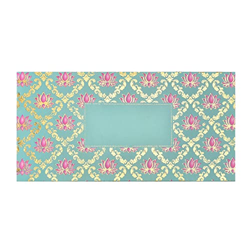 Image of Fonsie cash shagun fancy design envelopes pack of 50 for gifting money on wedding gift, baby shower, shagun, family gatherings(Blue).