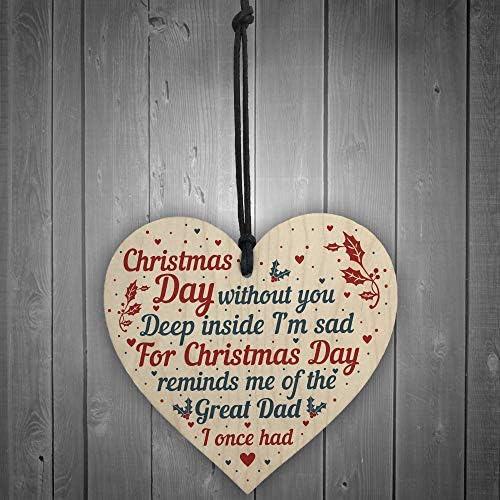 RED OCEAN Great Dad Memorial Christmas Tree Bauble Wooden Hanging Heart Xmas Decoration Sign