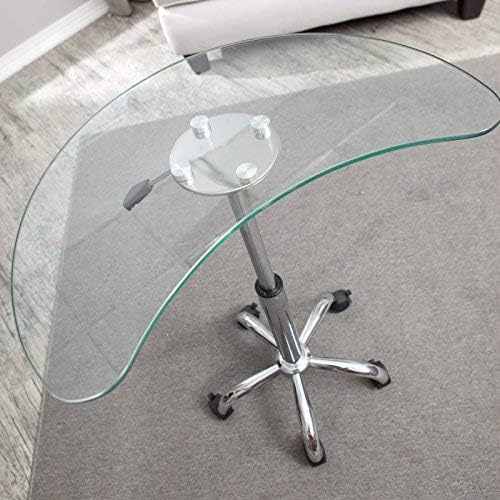 Assembled laptop stand with clear glass top and chrome base